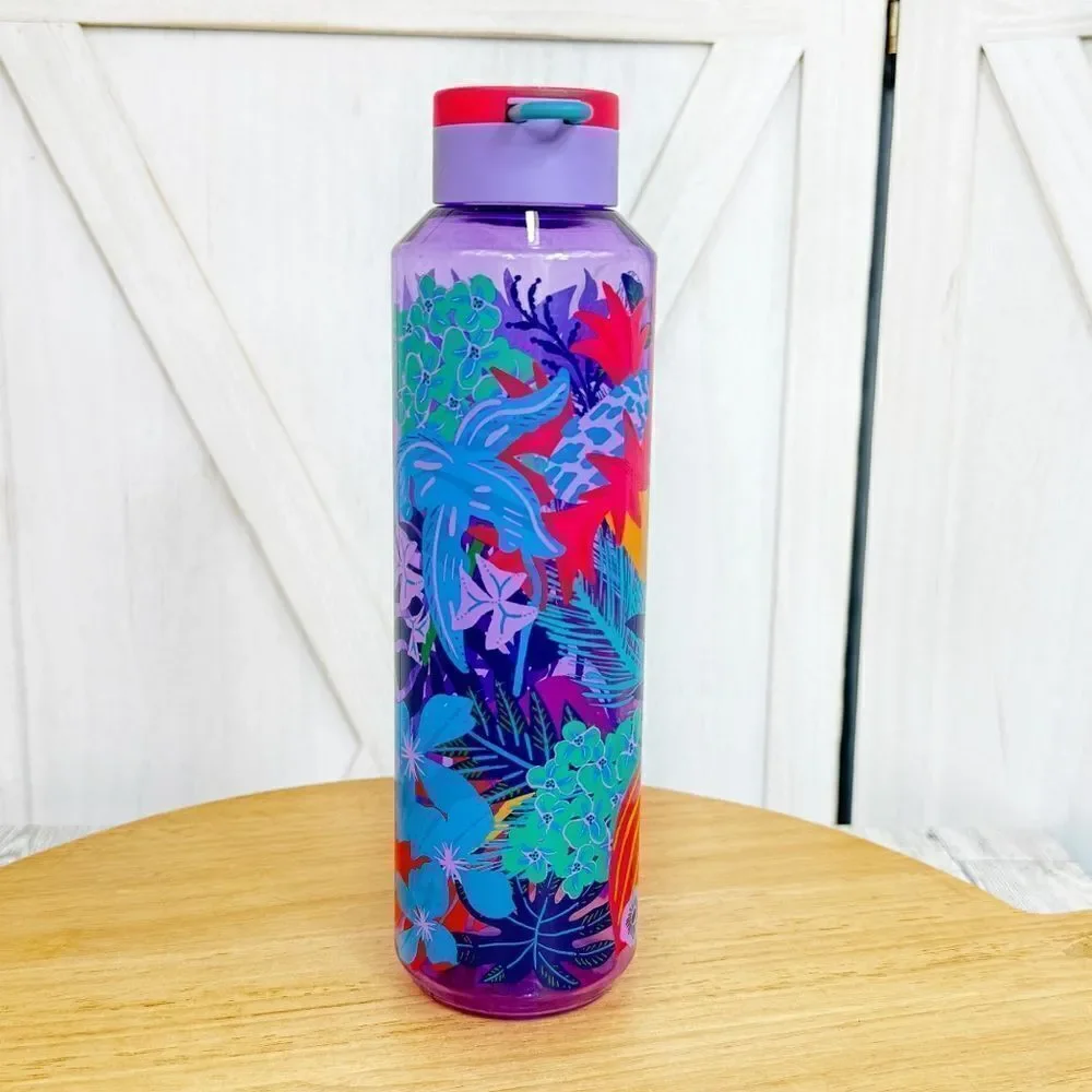 Starbucks Tropical Jungle Floral Acrylic Water‎ Bottle Purple Multi 24oz